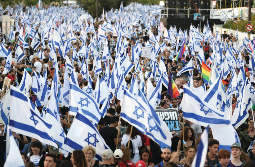  The cumulative expenditure for the protests, distributed among 26 collectives, totals approximately NIS 2 million. Protesters rally in Jerusalem, July 23. (photo credit: GILI YAARI /FLASH90)