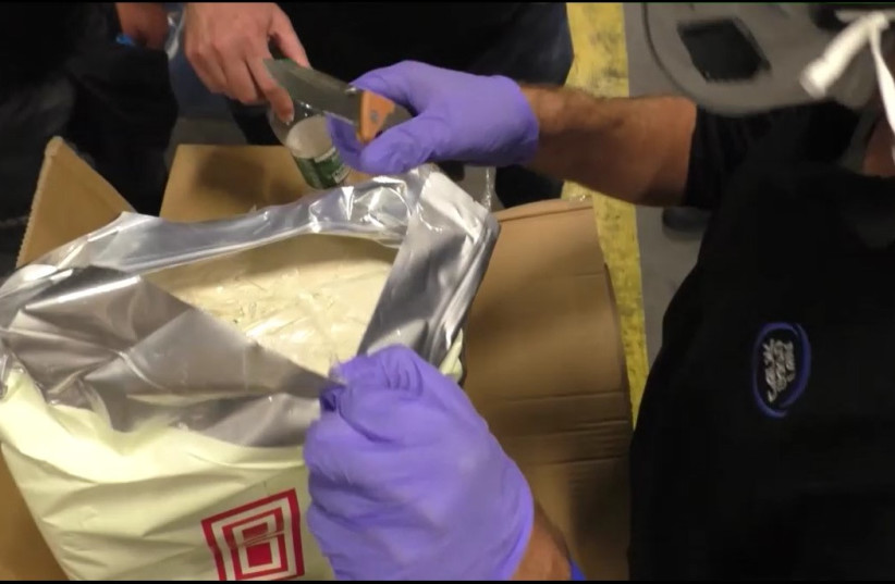  Police, customs inspectors nab shipment of MDMB-type drugs. (photo credit: screenshot)