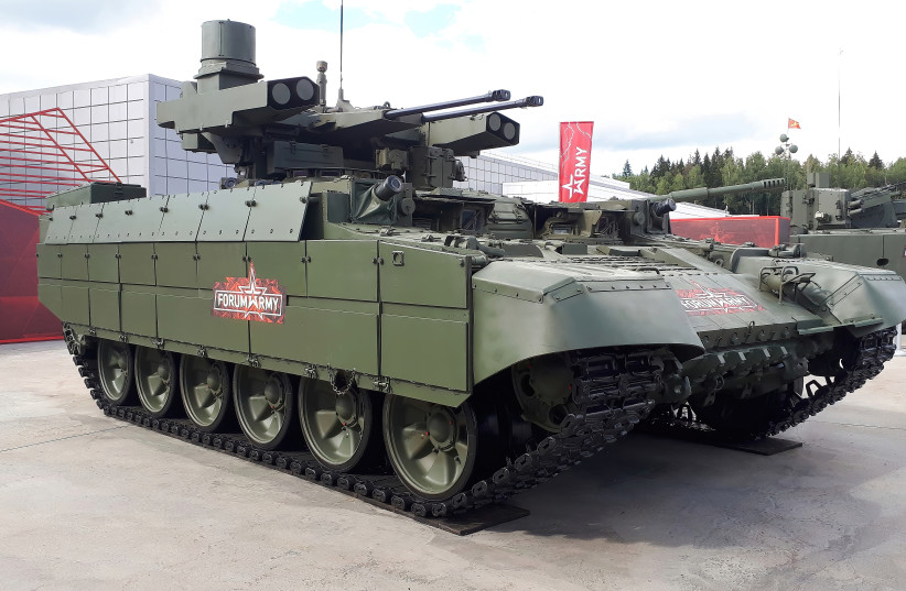 Tank support combat vehicle "Terminator" during the "Armiya 2020" exhibition (photo credit: VIA WIKIMEDIA COMMONS)