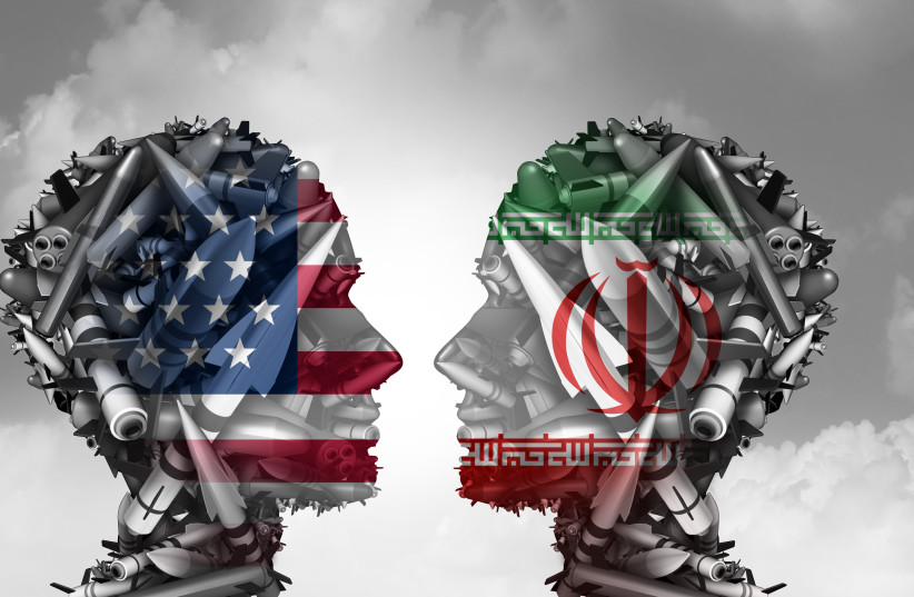  An artistic illustration of Iran and the US negotiating over missiles, nuclear enrichment, and more. (photo credit: INGIMAGE)