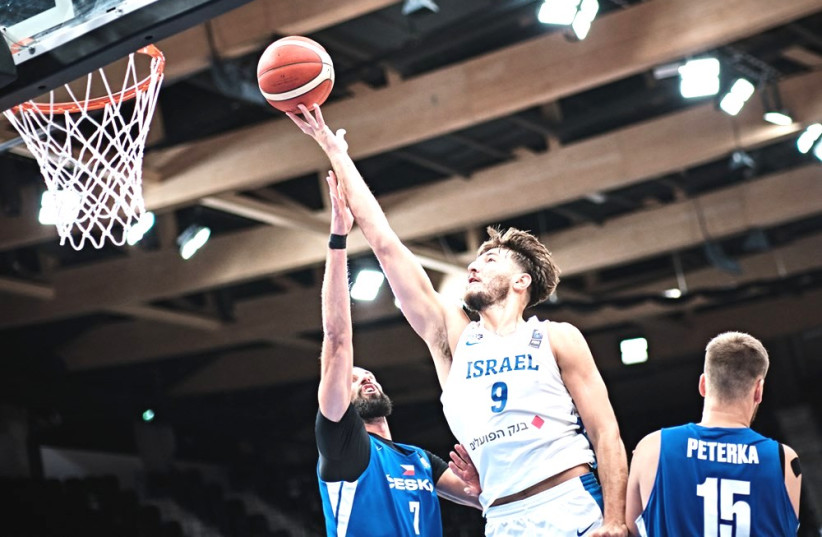 ISRAEL’S ROMAN SORKIN has played a key role in both blue-and-white wins – over North Macedonia and the Czechs – at the Olympic Pre-Qualifying Tournament. (photo credit: FIBA/COURTESY)