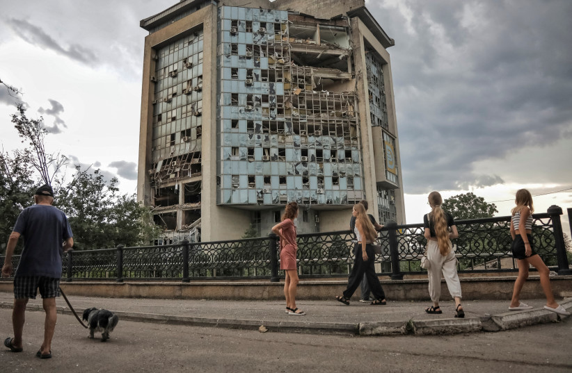  A view shows a building of the Black Sea Danube shipping company destroyed during a Russian drone strike, amid Russia's attack on Ukraine, in Izmail, Odesa region, Ukraine August 2, 2023. (photo credit: REUTERS/Nina Liashonok)