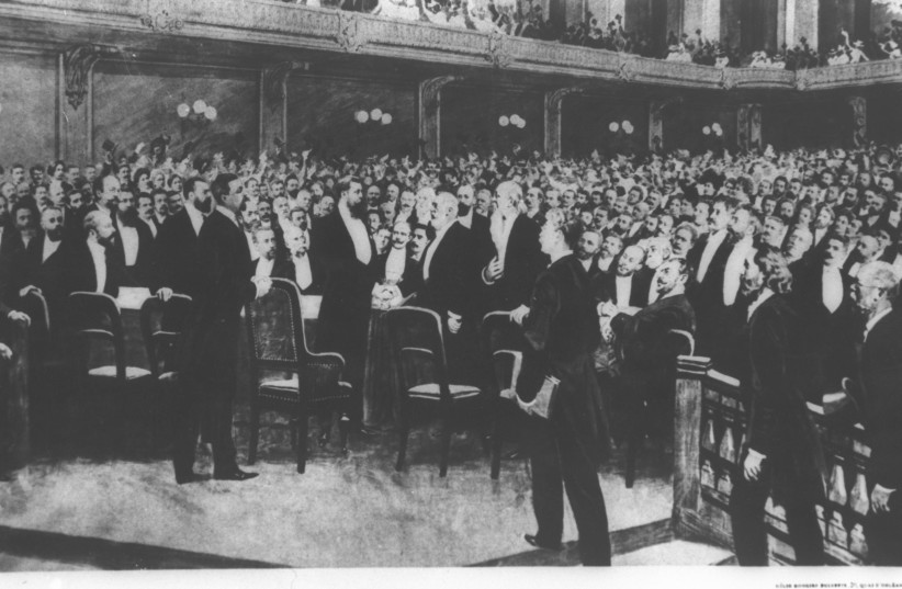  DELEGATES ASSEMBLE at the First Zionist Congress held at Basel, Switzerland, in 1897.  (photo credit: NATIONAL PHOTO COLLECTION)