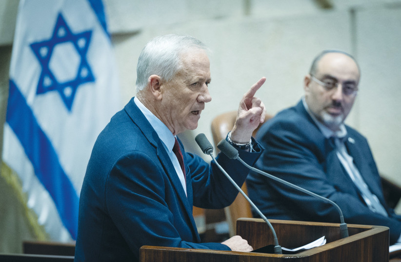 MK BENNY GANTZ addresses the Knesset plenum last month.  (photo credit: YONATAN SINDEL/FLASH90)