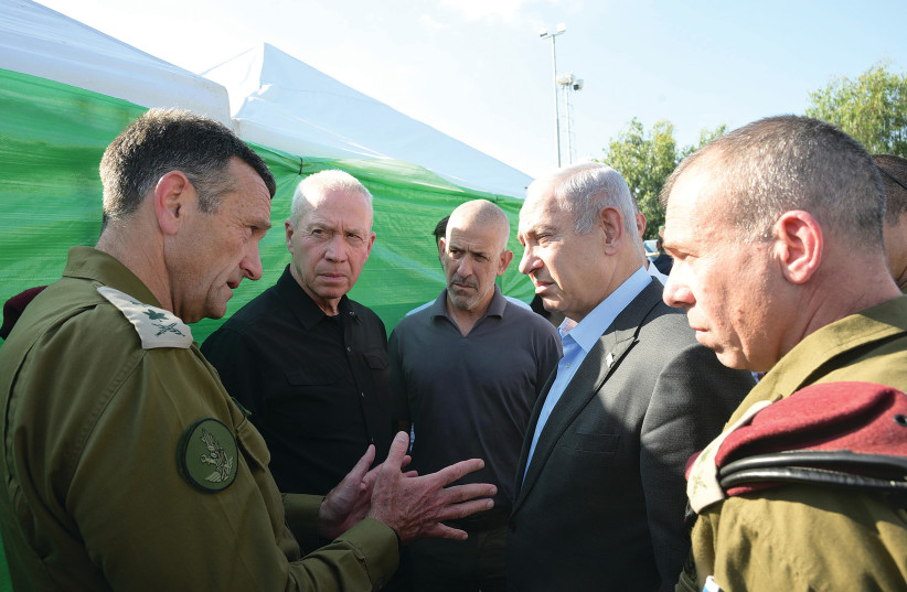  IDF CHIEF of Staff Lt.-Gen. Herzi Halevi speaks with Prime Minister Benjamin Netanyahu and Defense Minister Yoav Gallant last month. (photo credit: AMOS BEN GERSHOM/GPO)