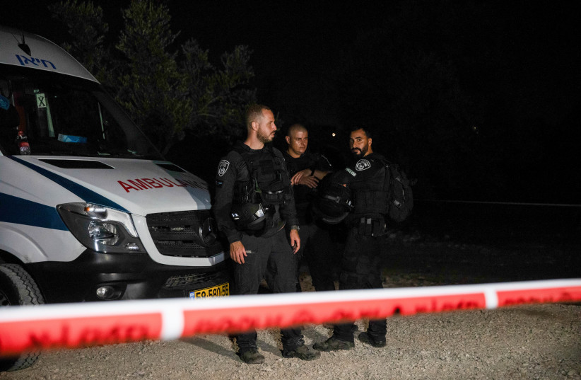  Police at the scene where four men were shot dead in the Arab Town of Abu Snan, northern Israel, August 22, 2023.  (photo credit: SHIR TOREM/FLASH90)