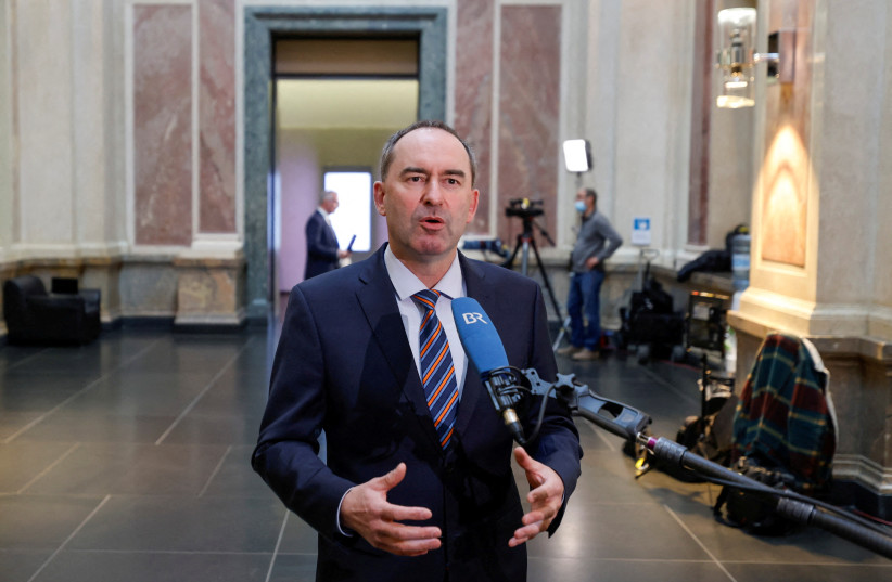  FILE PHOTO: Federal Chairman of Free Voters (Freie Waehler) Hubert Aiwanger talks to the media during a discussion at the German upper house of parliament Bundesrat, in Berlin, Germany April 22, 2021. (photo credit: REUTERS/AXEL SCHMIDT)
