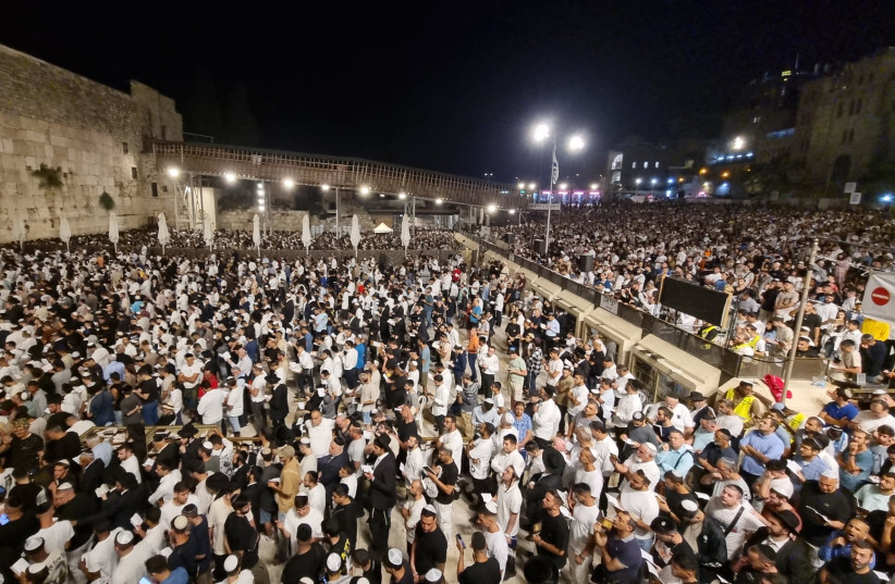  Central Selichot services at the Western Wall in Jerusalem. August 24, 2023 (photo credit: WESTERN WALL HERITAGE FOUNDATION)