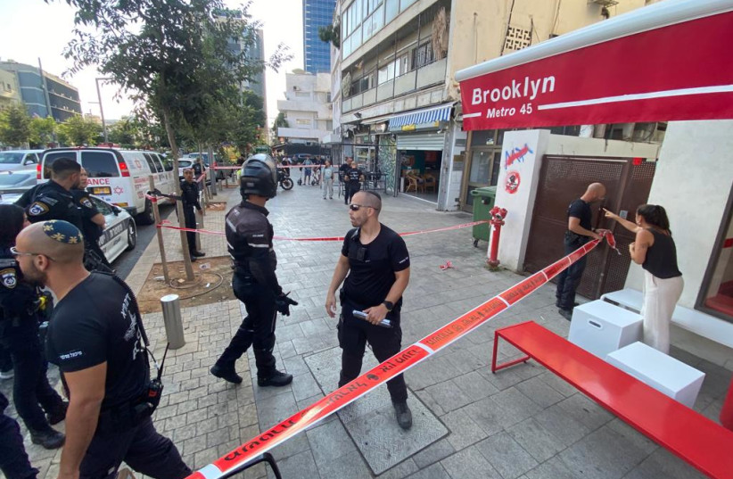  The scene of a shooting in Tel Aviv. August 27, 2023 (photo credit: AVSHALOM SASSONI)