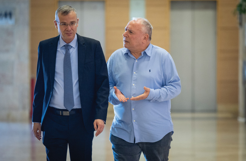  JUSTICE MINISTER Yariv Levin (left) and Regional Cooperation Minister David Amsalem walk through the Knesset corridors. Today there are very few Likud ministers and MKs who may be counted as liberals, the writer argues. (photo credit: YONATAN SINDEL/FLASH90)
