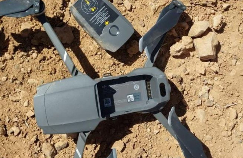  A picture released by the Jordanian Armed Forces website on August 28, 2023, shows what it said is a drone that was flying into Jordanian territory from neighbouring Syria that the Jordanian army downed on Jordan's side of the border, in Jordan. (photo credit: JORDAN ARMED FORCES/Handout via REUTERS)
