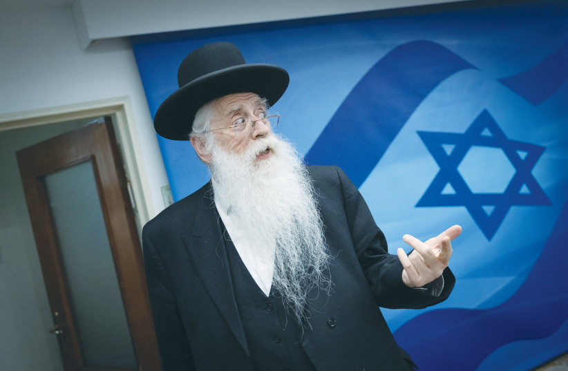 JERUSALEM AND Jewish Heritage Minister Meir Porush arrives for a cabinet meeting at the Prime Minister’s Office. He says he was just ‘helping a hassid visit his rebbe.’ (photo credit: YONATAN SINDEL/FLASH90)