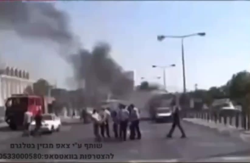  Scenes following the double suicide bombing, Beersheba, August 31, 2004 (photo credit: Screenshot, Channel 2 News)