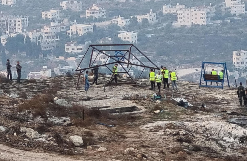  Israeli forces seen entering an illegal West Bank outpost on the early morning of September 4, 2023  (photo credit: Via Maariv)