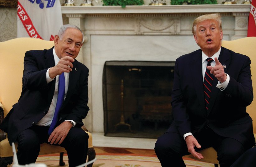  THE POLITICAL dramas in both Israel and the United States reflect the personal stories of two men: Benjamin Netanyahu and Donald Trump, says the writer. (photo credit: TOM BRENNER/REUTERS)