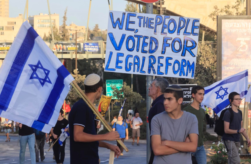  Right-wing Protestors in Jerusalem on September 7, 2023. (photo credit: Marc Israel Sellem/Jerusalem Post)