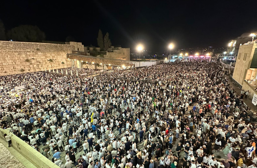  Central Slihot services at the Western Wall in Jerusalem on September 7, 2023 (photo credit: WESTERN WALL HERITAGE FOUNDATION)