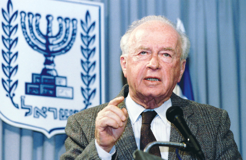  YITZHAK RABIN knew of the likely failure of the Oslo Accords and the high price failure could bring, but on the small chance it could work, couldn’t pass on the opportunity to make peace, says the writer. (photo credit: JIM HOLLANDER/REUTERS)