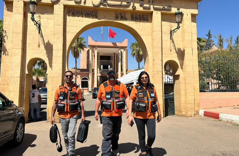 United Hatzalah's aid mission on the ground in Morocco. (photo credit: UNITED HATZALAH‏)