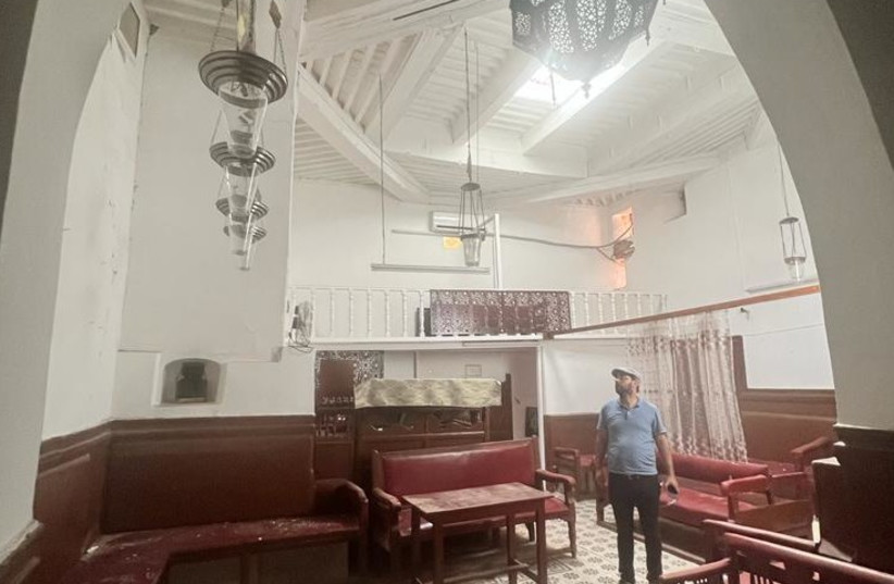   Damage inside a Marrakech synagogue following the devastating earthquake. (photo credit: Ellie Mayoun)
