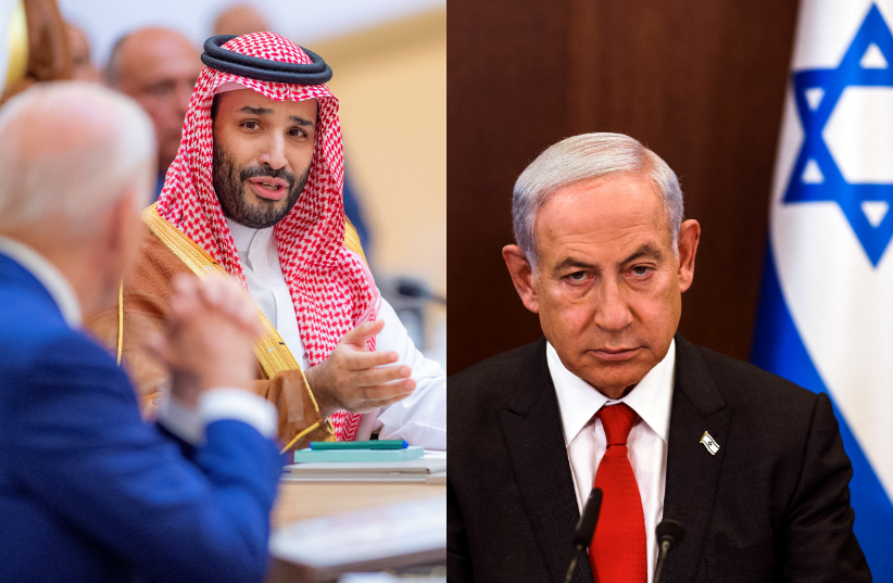  (L-R) US President Joe Biden, Saudi Crown Prince Mohammed Bin Salman and Top Minister Benjamin Netanyahu (photo credit ranking: VIA REUTERS)