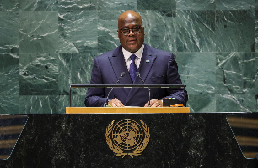  Democratic Republic of Congo President Felix Antoine Tshisekedi Tshilombo addresses the 78th Session of the U.N. General Assembly in New York City, U.S., September 20, 2023. (photo credit: REUTERS/EDUARDO MUNOZ)
