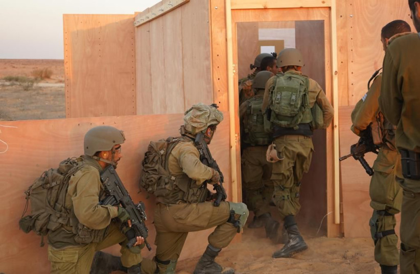  Soldiers of the IDF Golani brigade train for possible combat during Operation Swords of Iron, October 2023 (photo credit: IDF)