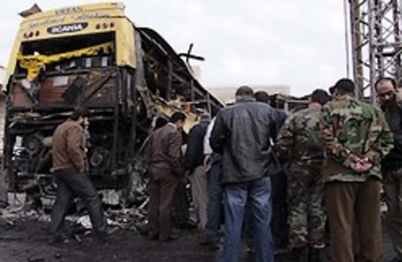 syria bus bomb (photo credit: AP)