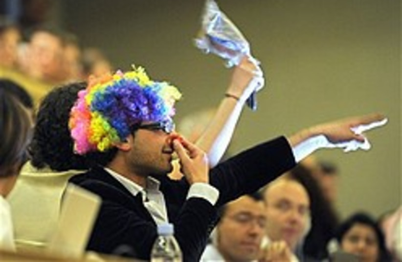 Durban II Ahmadinejad clown protest 248 (photo credit: AP)