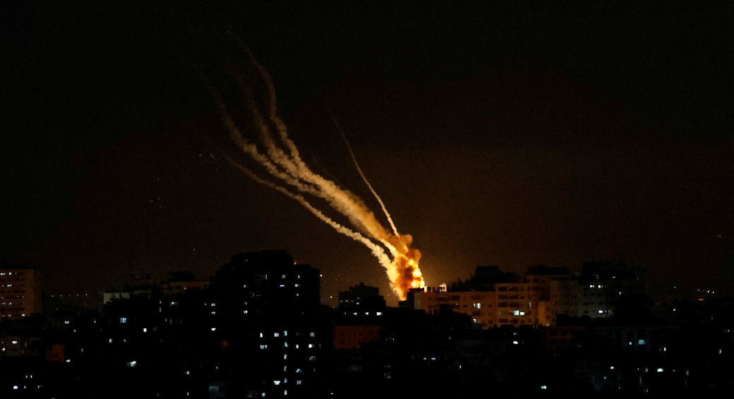  Rockets are fired from Gaza into Israel, in Gaza May 11, 2023 (Illustrative). (photo credit: MOHAMMED SALEM/REUTERS)