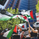  PRO-PALESTINE demonstrators protest outside the Israeli Consulate in Los Angeles in May.