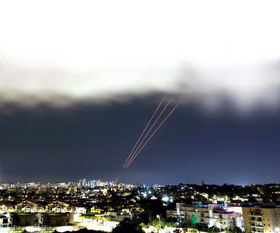  Missile fire from Iran on April 14, 2024, as seen from Ashkelon (credit: REUTERS)