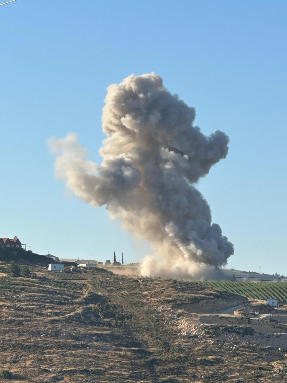 Missile impact in central Israel, June 8, 2026.