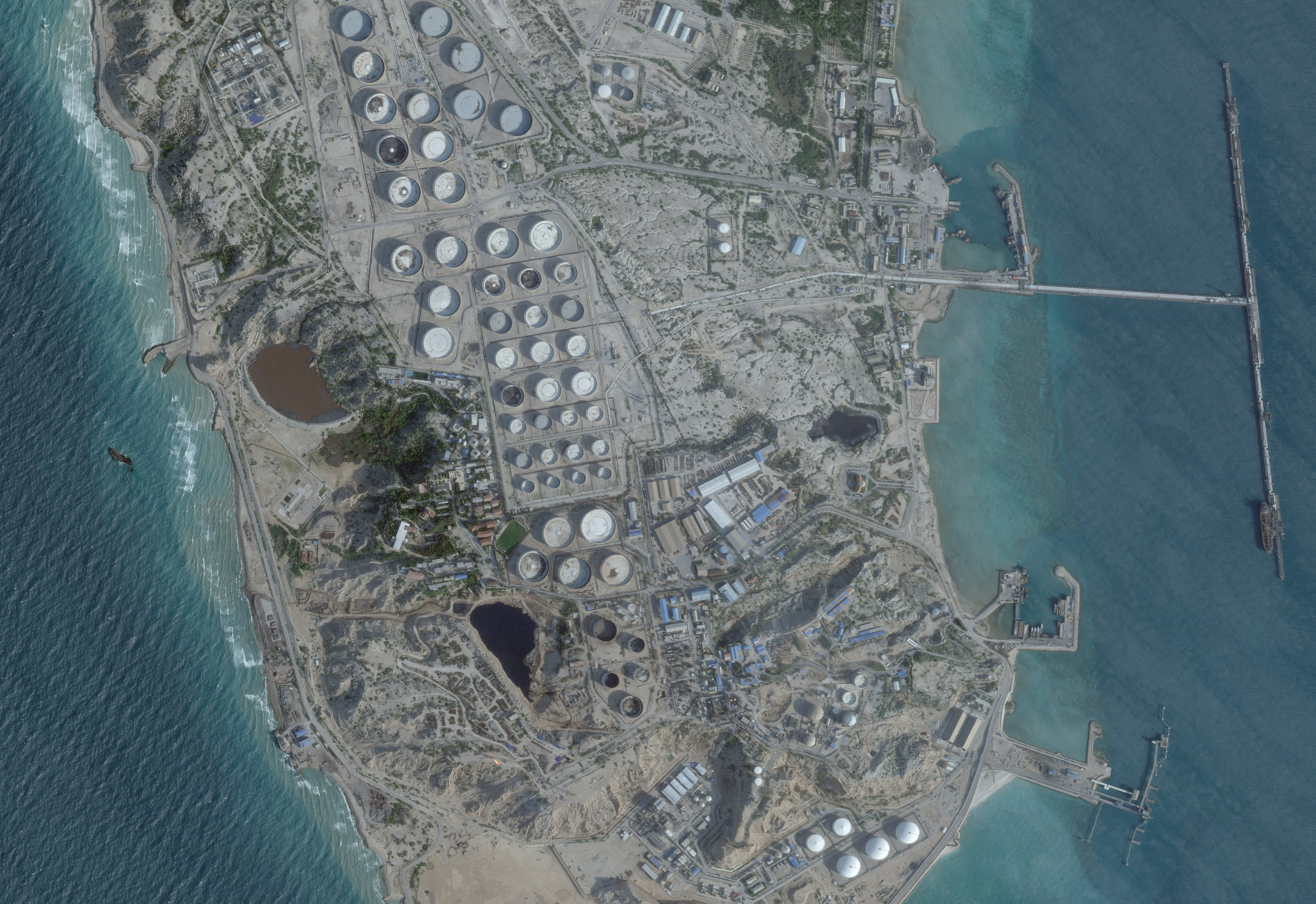 A satellite image shows an oil terminal at Kharg Island, Iran, February 25, 2026.