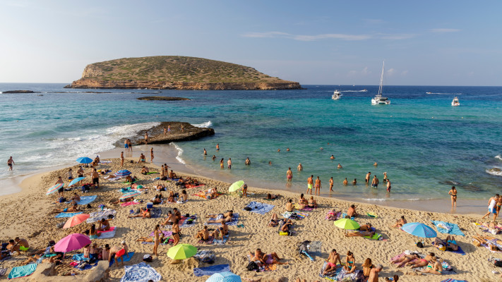 Cala Comte Beach, Ibiza, Spain.