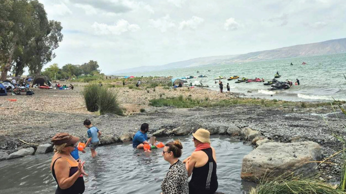 Sulfur Pool at Gofra Beach on the Sea of Galilee.