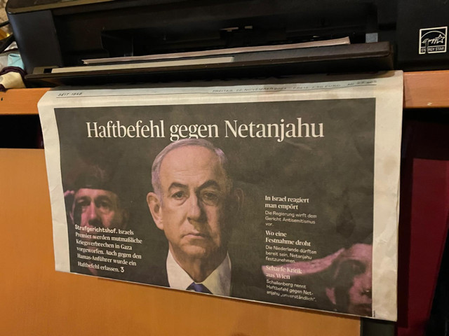 “Haftbefehl gegen Netanjahu.” The English translation: “Arrest Warrant for Netanyahu.”