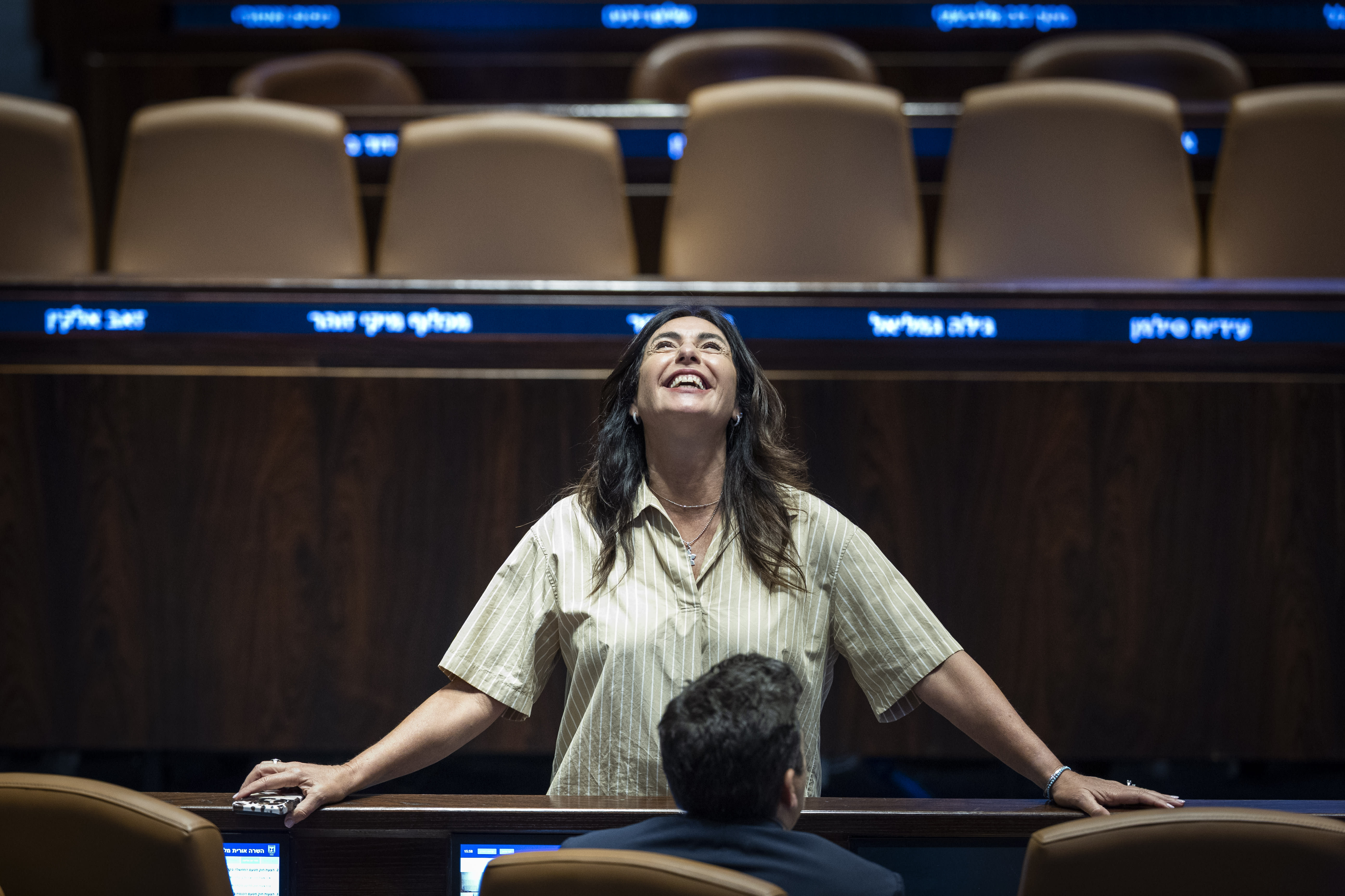 Transportation Minister Miri Regev attends a Knesset vote on a bill to freeze arrests of haredi draft evaders, in Jerusalem, July 14, 2026