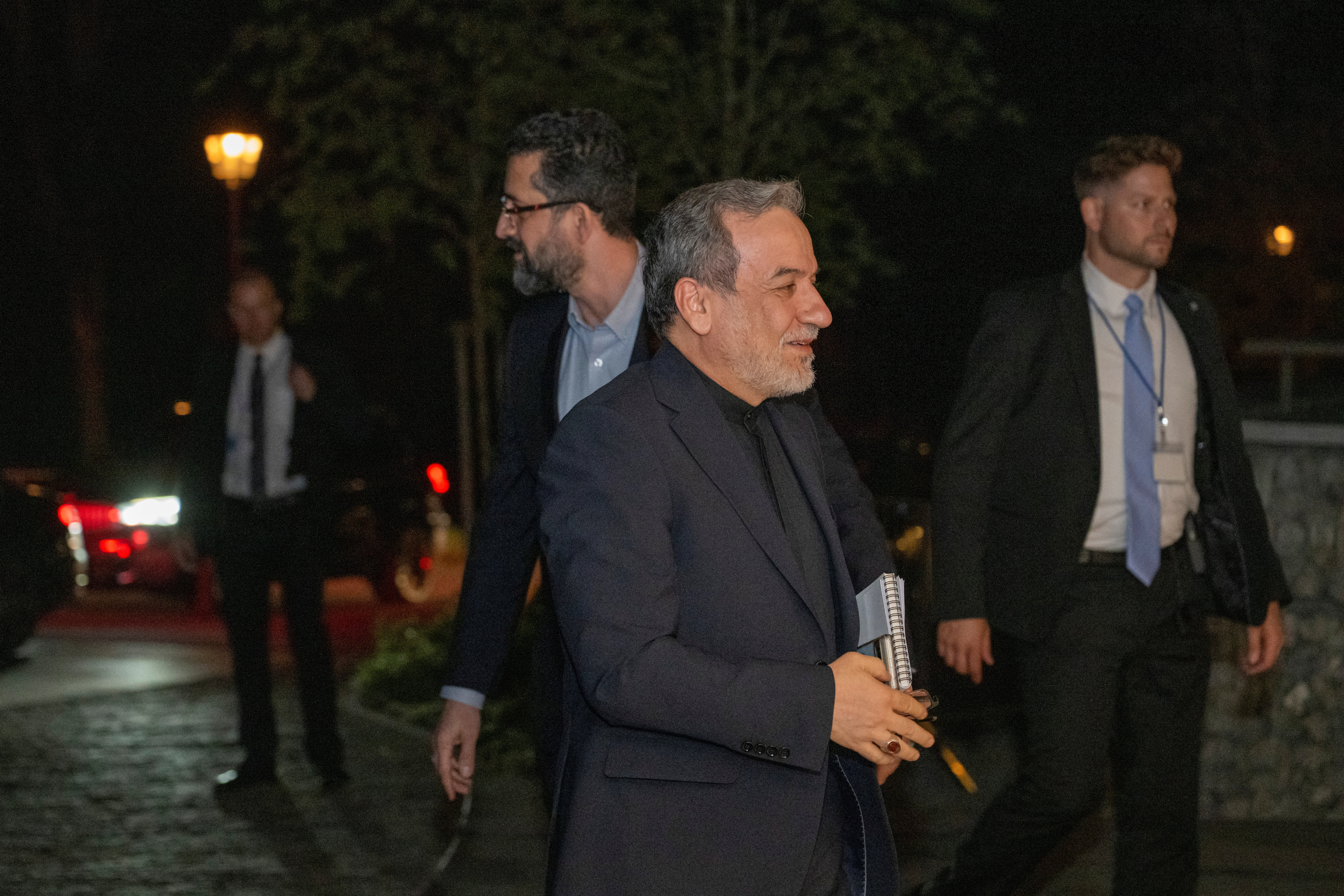 Iranian Foreign Minister Abbas Araghchi, centre, at the Buergenstock resort in Obbuergen, near Lucerne, Switzerland, Sunday, June 20, 2026.