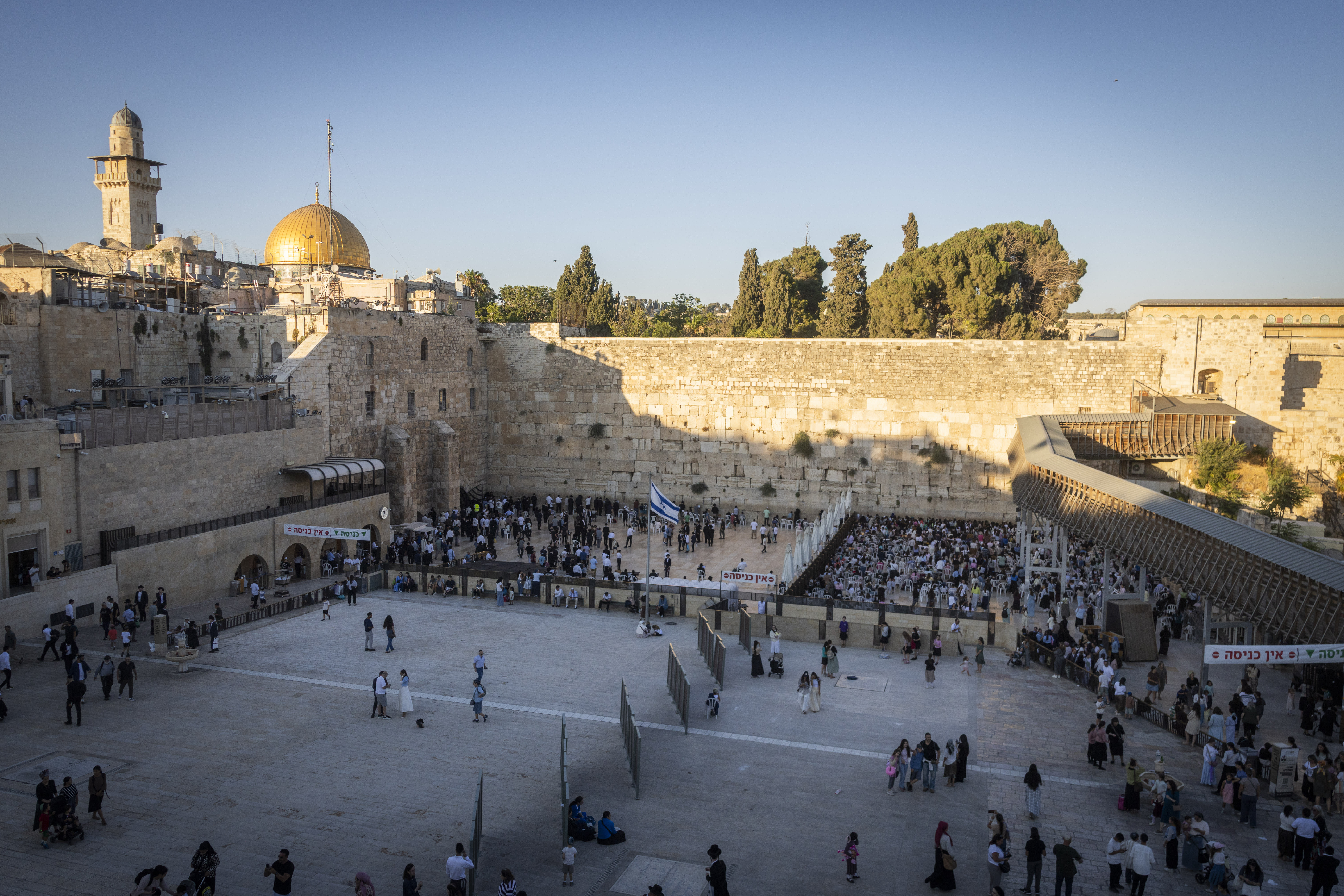 Jewish worshippers and visitors gather at the Western Wall in Jerusalem a day before the eve of Tisha B’Av, July 21, 2026.