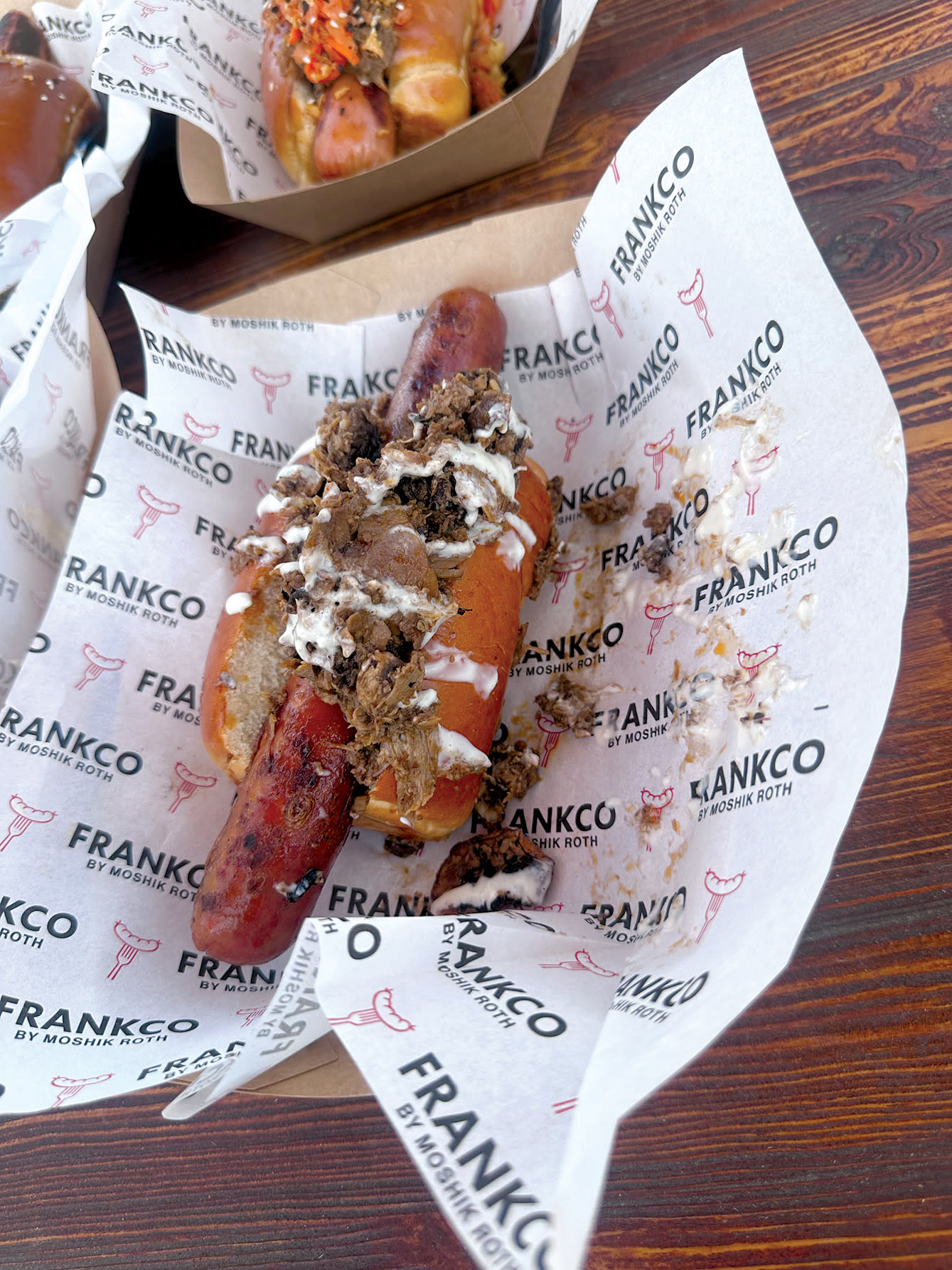 Franco Paris-style veal hot dog: Big enough to feed a family of four, probably (NIS 45).