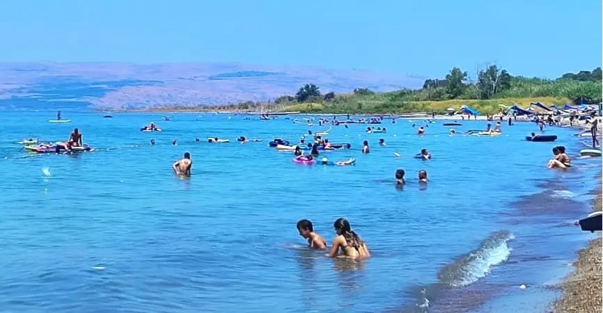 Even in the past decade, lower levels were already measured at the beginning of August. Halukim Beach on the Sea of Galilee, August 1, 2026