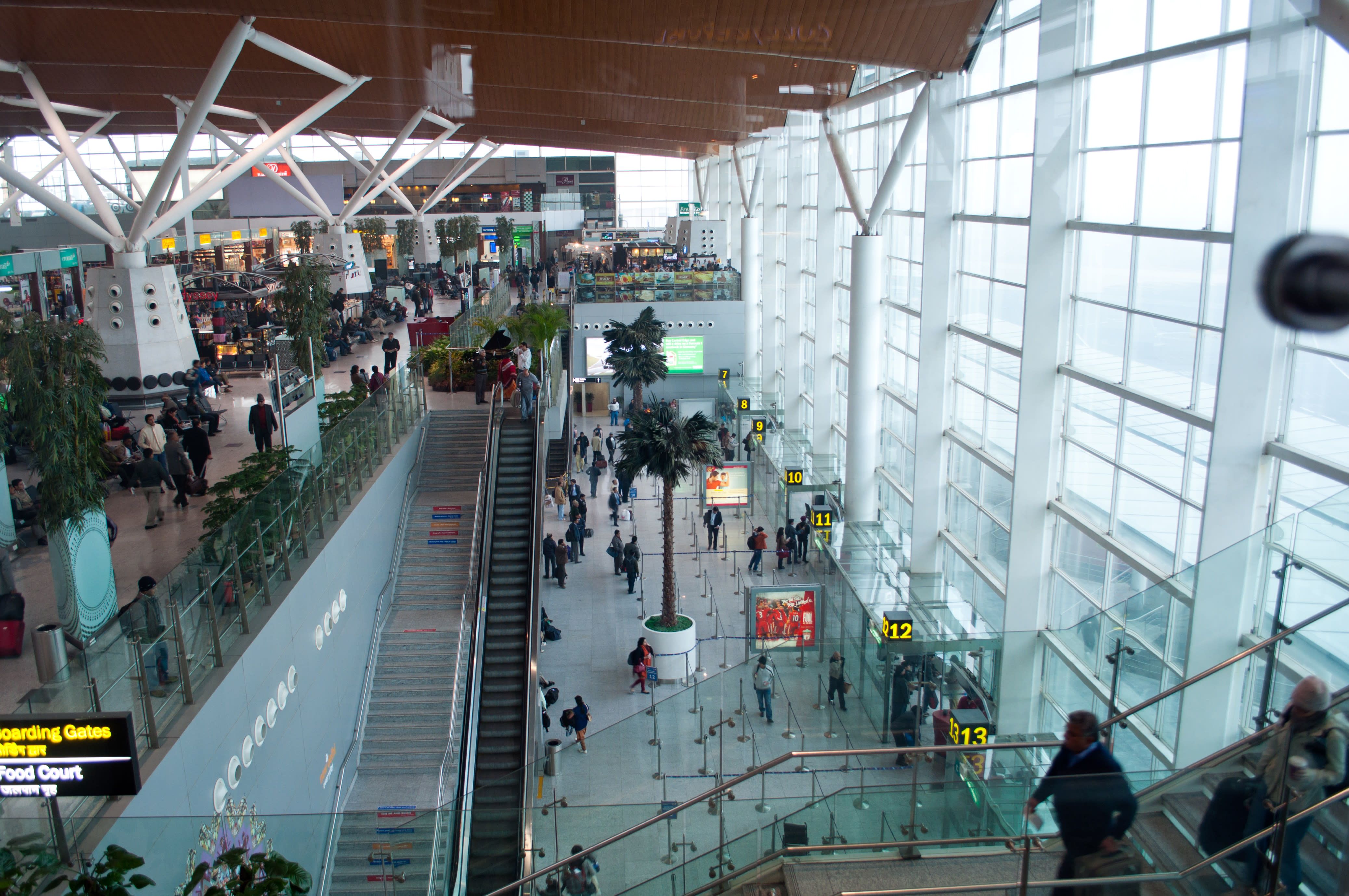 The interior of Indira Gandhi International Airport, New Delhi, India; illustrative.