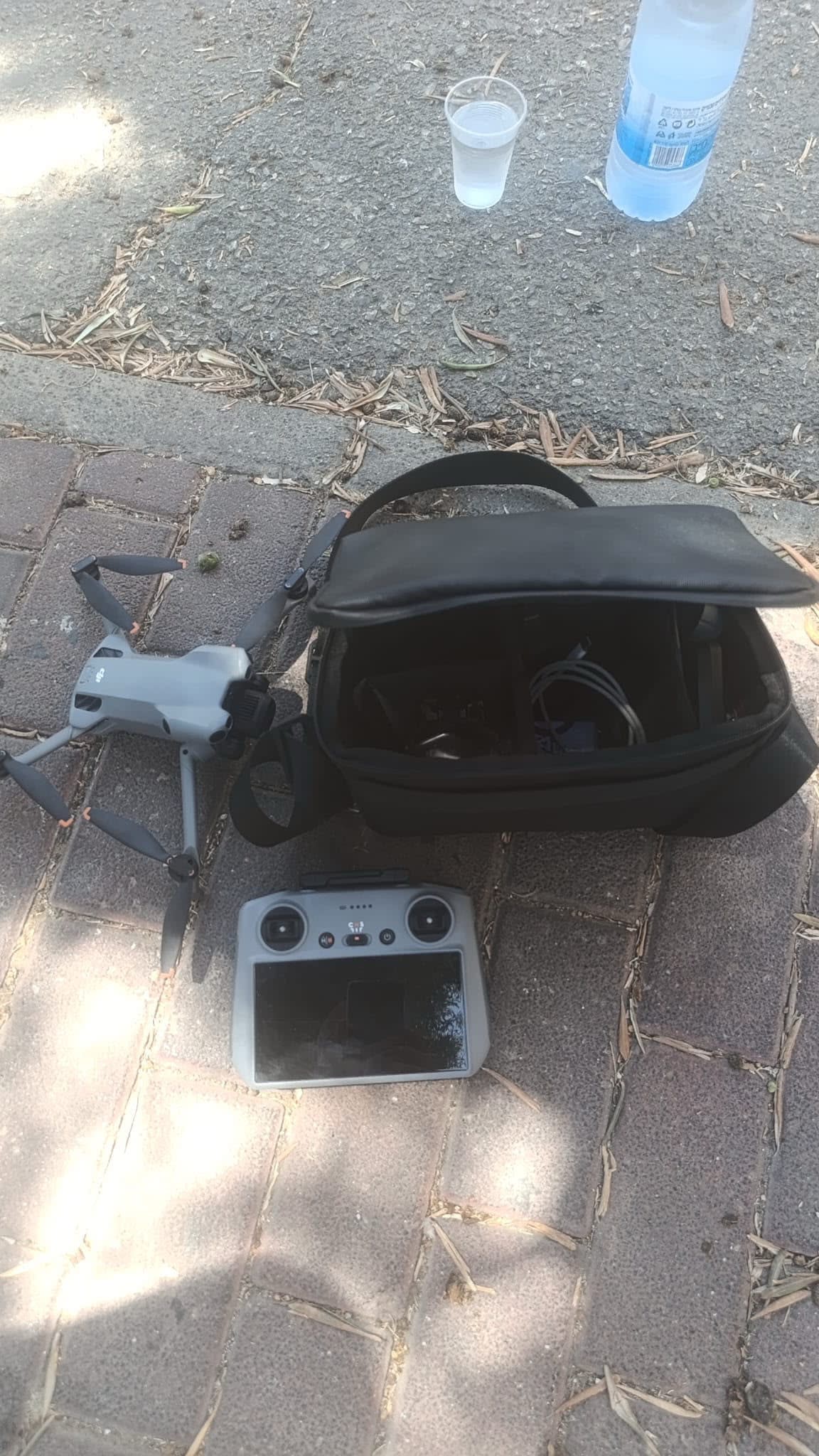 Drone equipment seen after its owner flew the drone near Ben-Gurion Airport on August 11, 2026, triggering drone intrusion alerts.