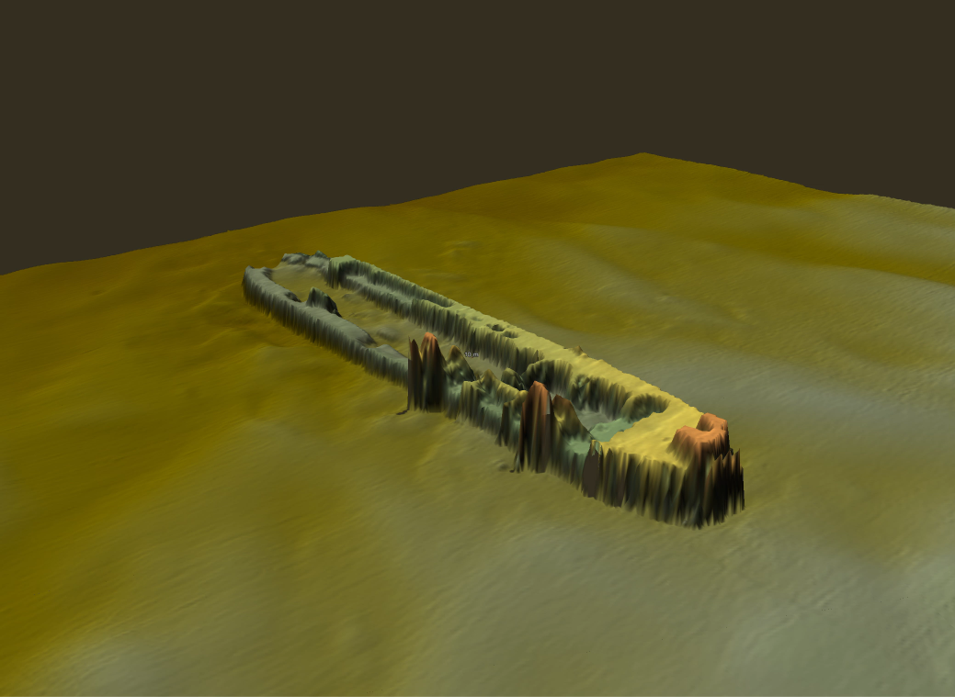 A computer image of the remains of the Altalena, published August 24, 2026.