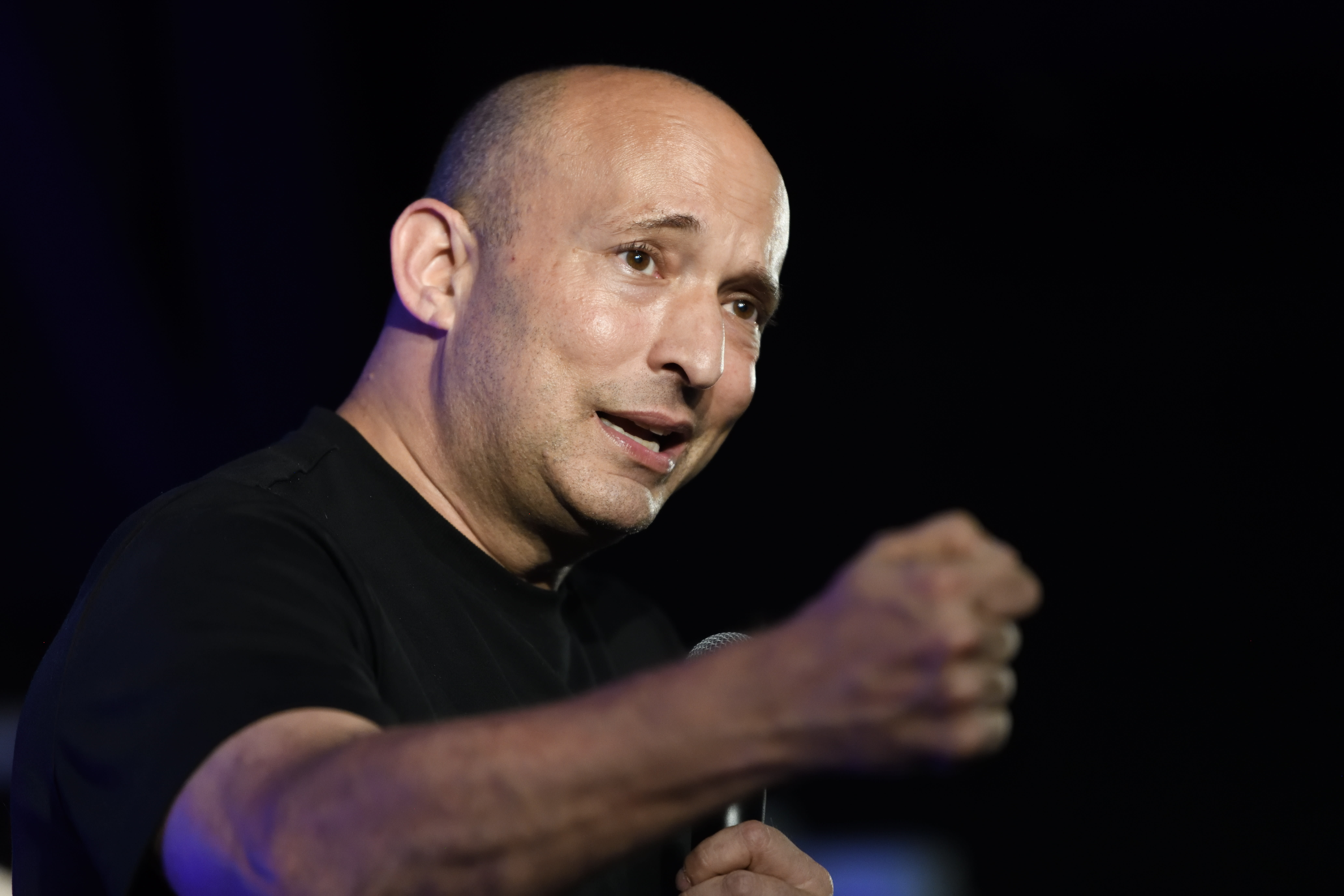 Former Israeli prime minister Naftali Bennett attends a joint election campaign event with former Israeli prime minister Yair Lapid of their joint party on August 20, 2026 in Ramat Hasharon, Israel.