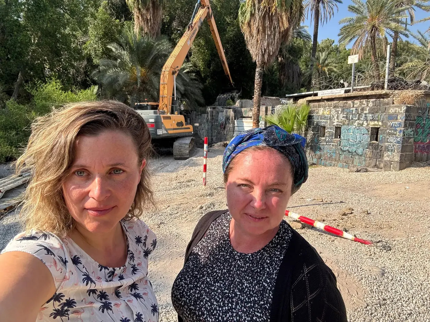 Environmental activist Ella Nave, left, with Dr. Nechama Peretz, who represents PTSD survivors.