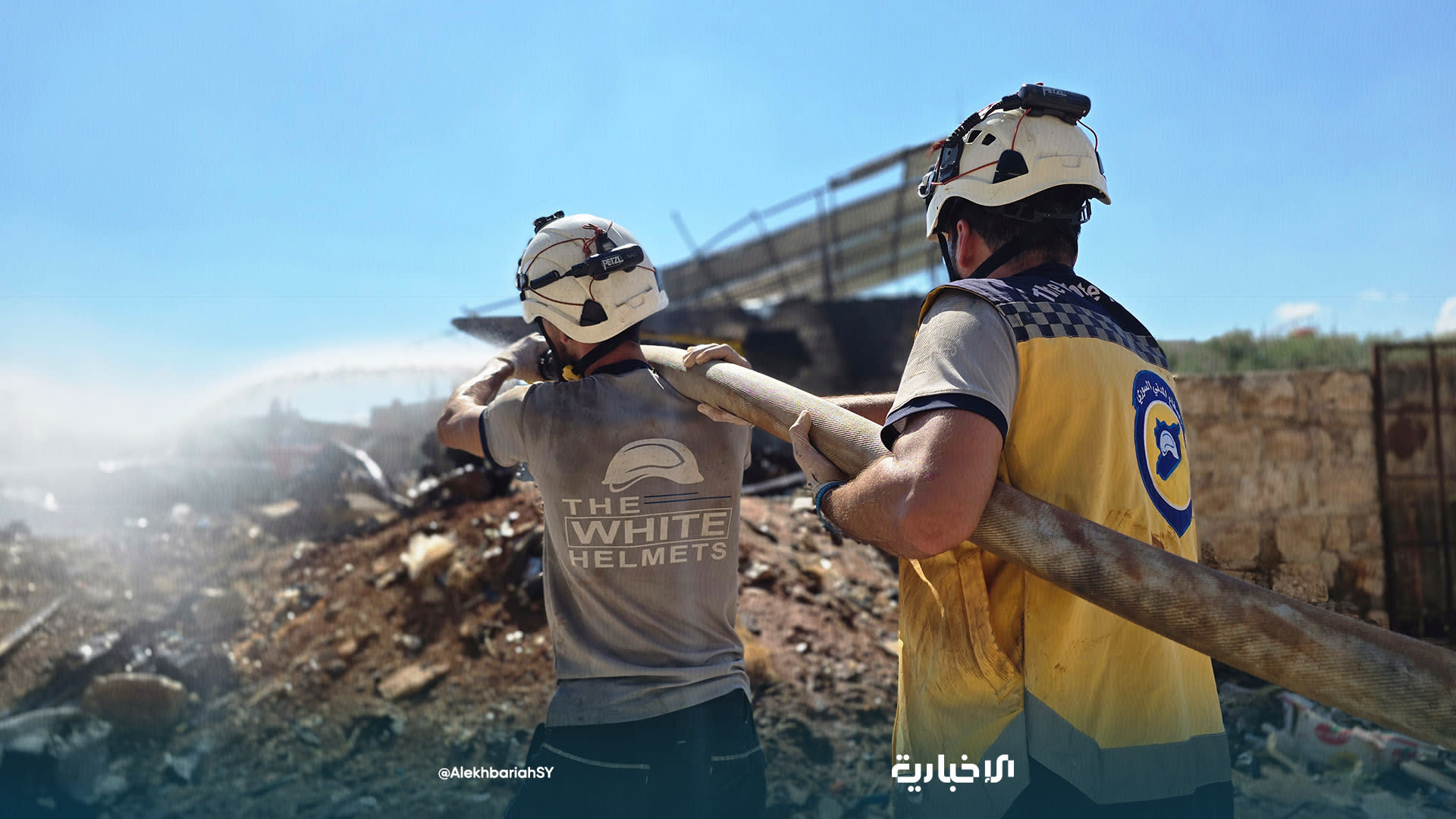 Emergency services attempt to extinguish a fire after an ammunition-laden vehicle exploded in Syria's Idlib Province, September 1, 2026.