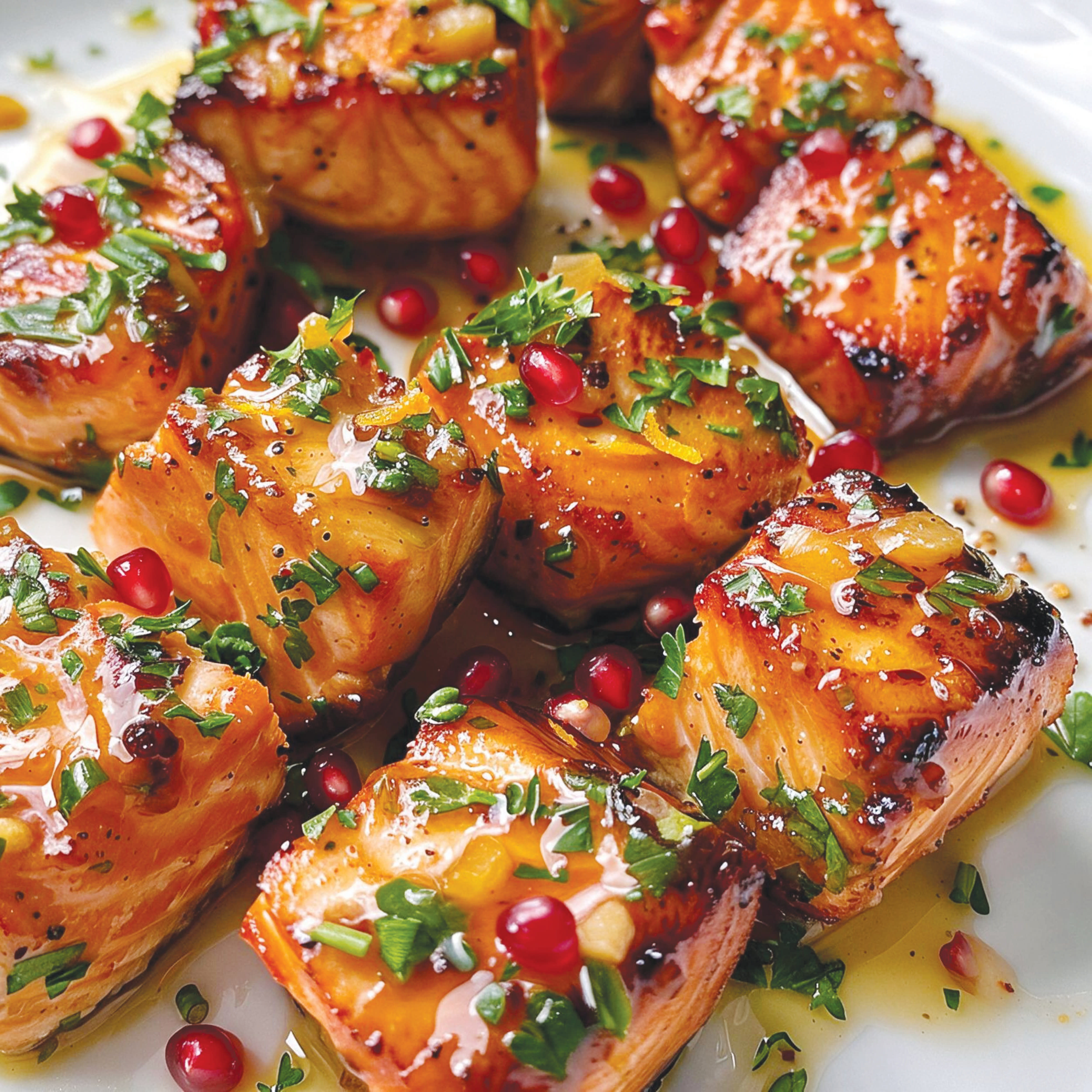 Honey-orange salmon bites. (credit: HENNY SHOR)
