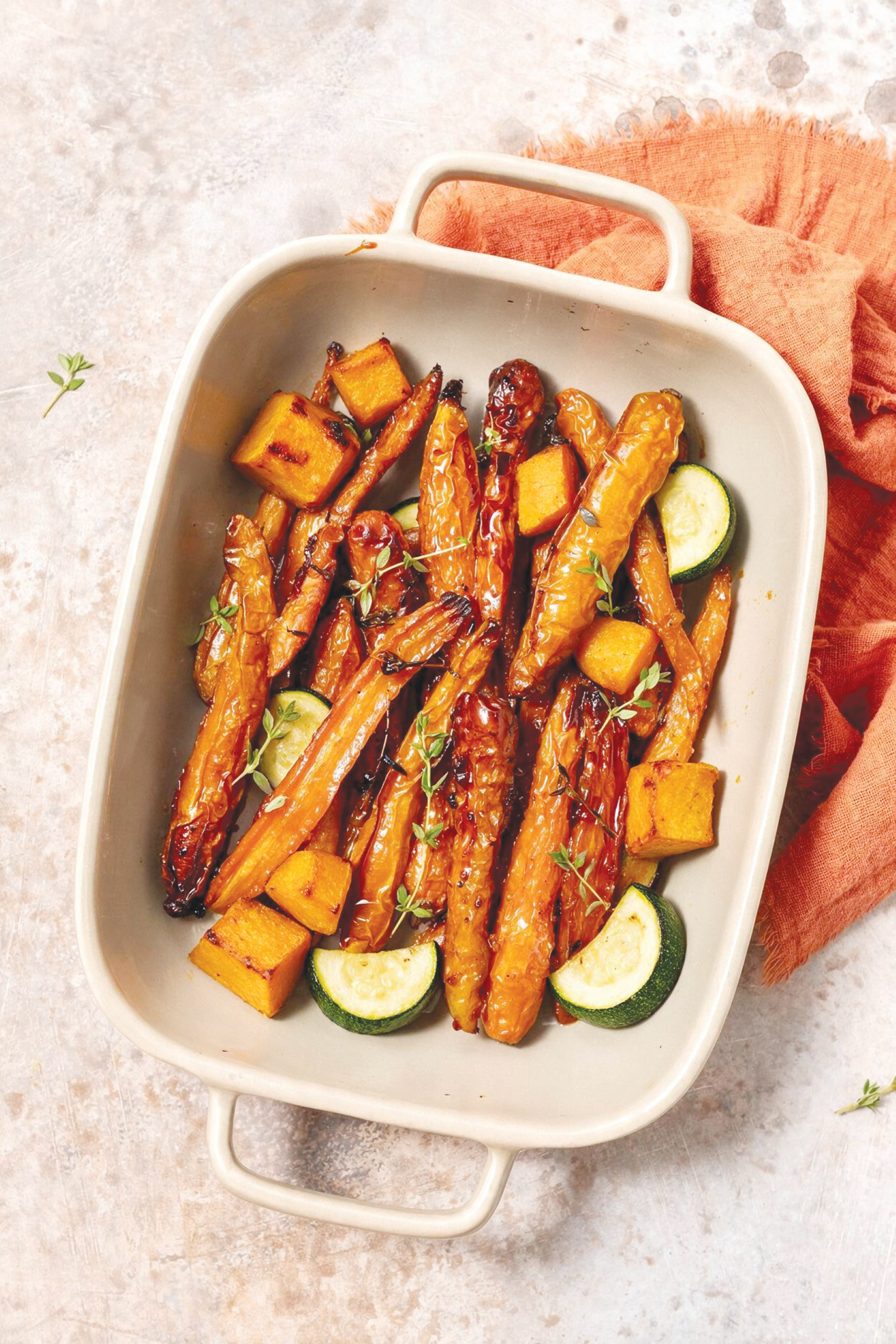 Silan-roasted carrots & squash. (credit: HENNY SHOR)